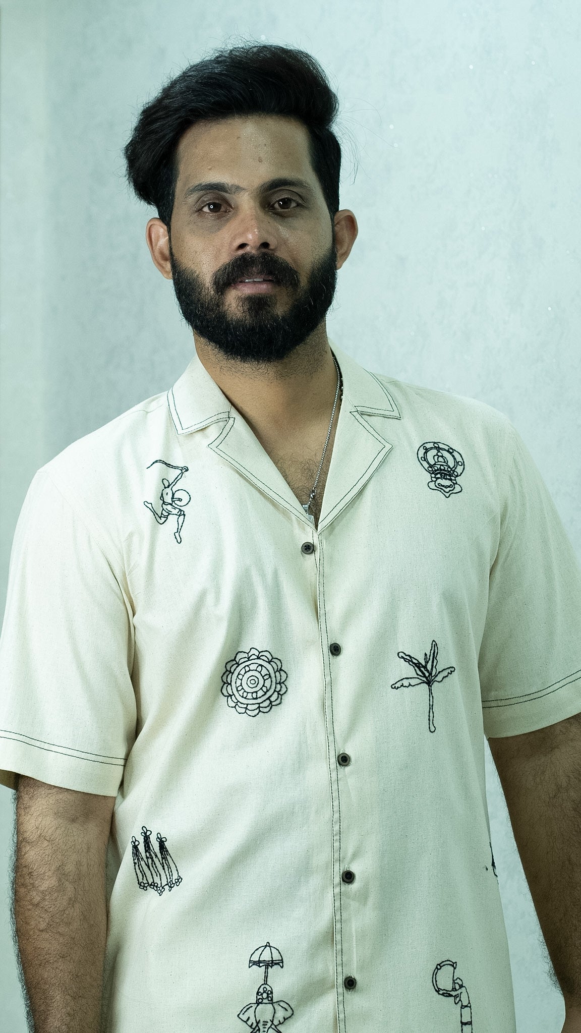 Hand-Embroidered SHIRT (Black)