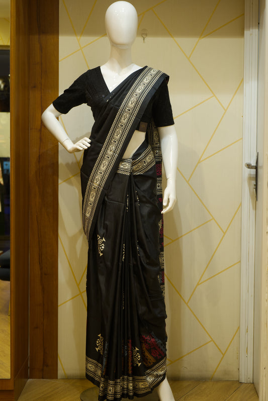 Printed semi-silk saree