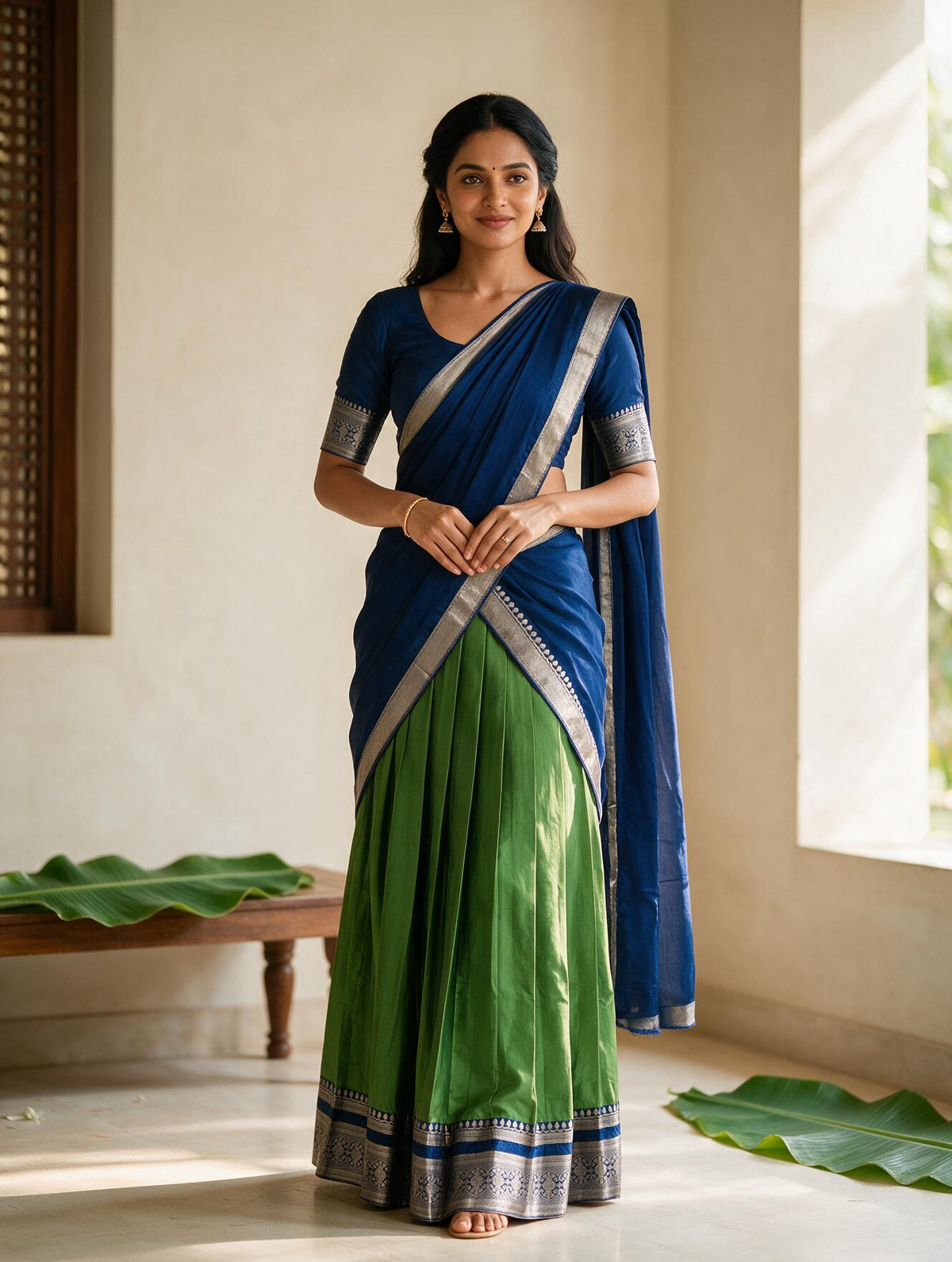 Green + Teal/Blue Dhawani