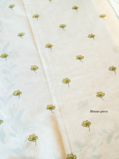 Golden Bloom Kasavu Cotton Saree