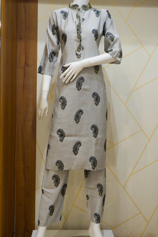 Muslin slik kurti set