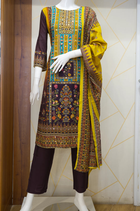Muslin silk suit set
