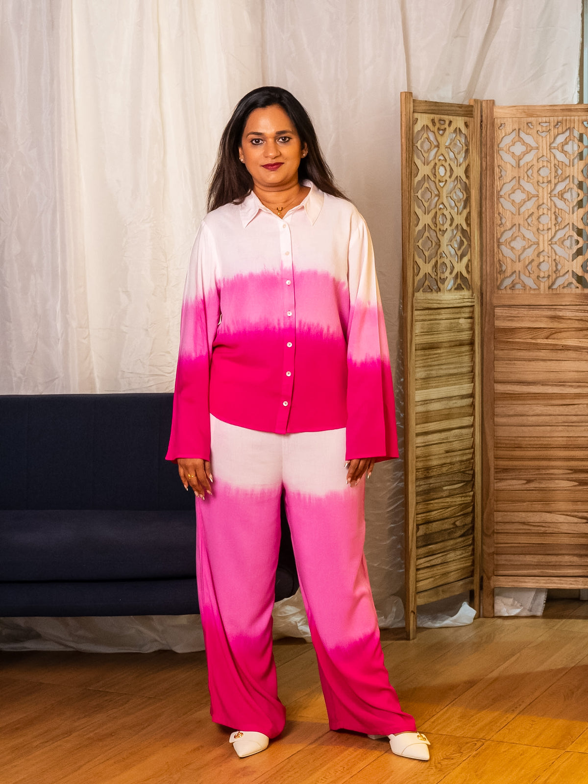 Blush Pink Premium Rayon Ombré Co-ord Set