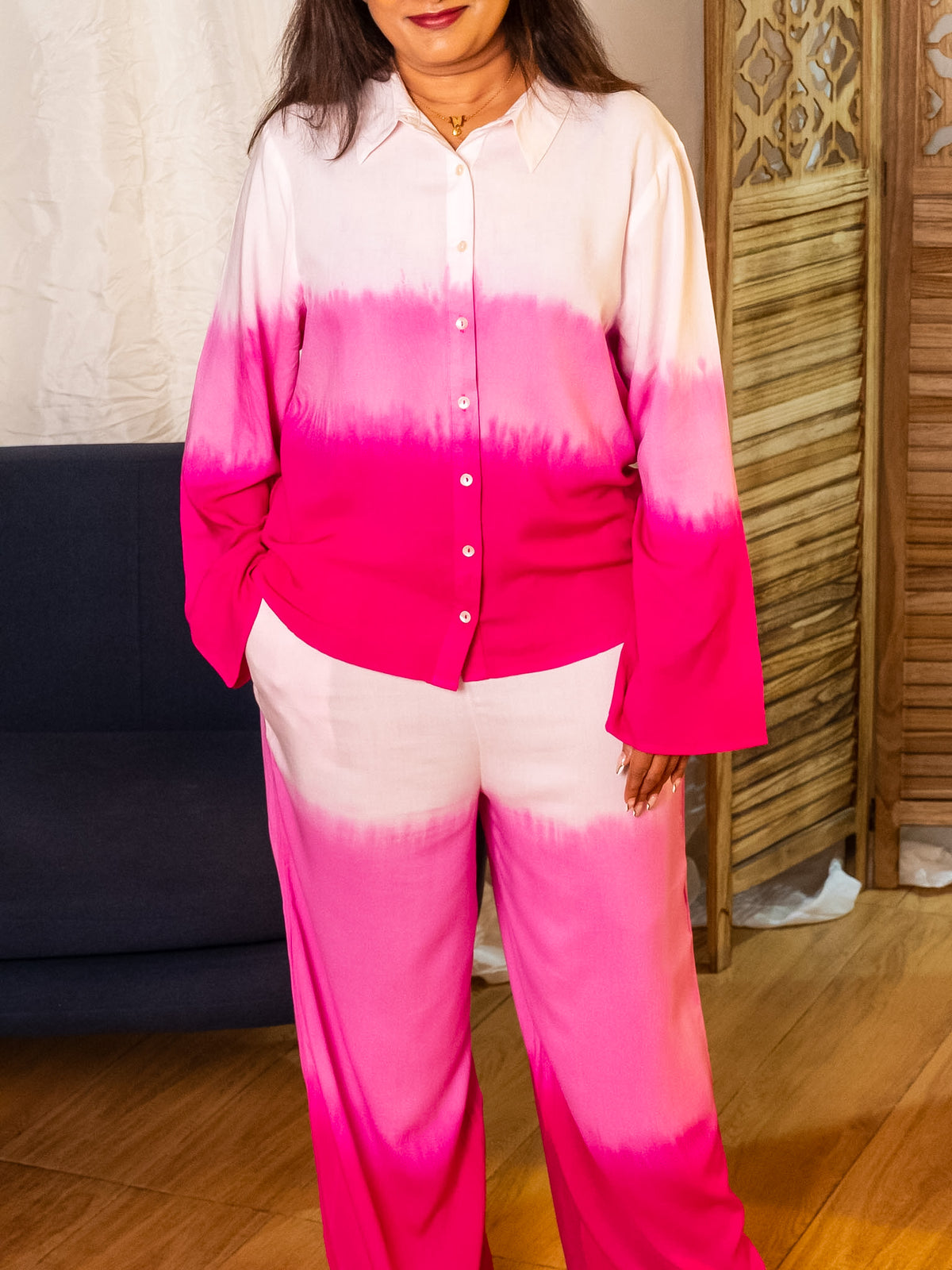Blush Pink Premium Rayon Ombré Co-ord Set