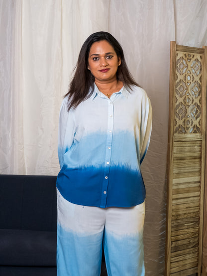 Ocean Blue Premium Rayon Ombré Co-ord Set