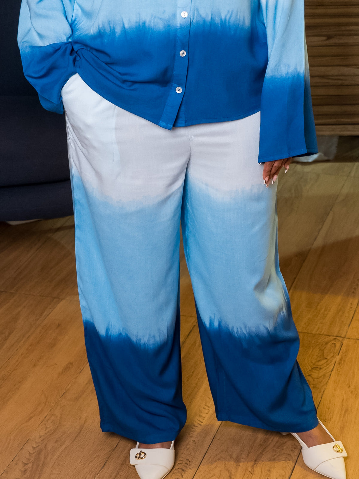 Ocean Blue Premium Rayon Ombré Co-ord Set
