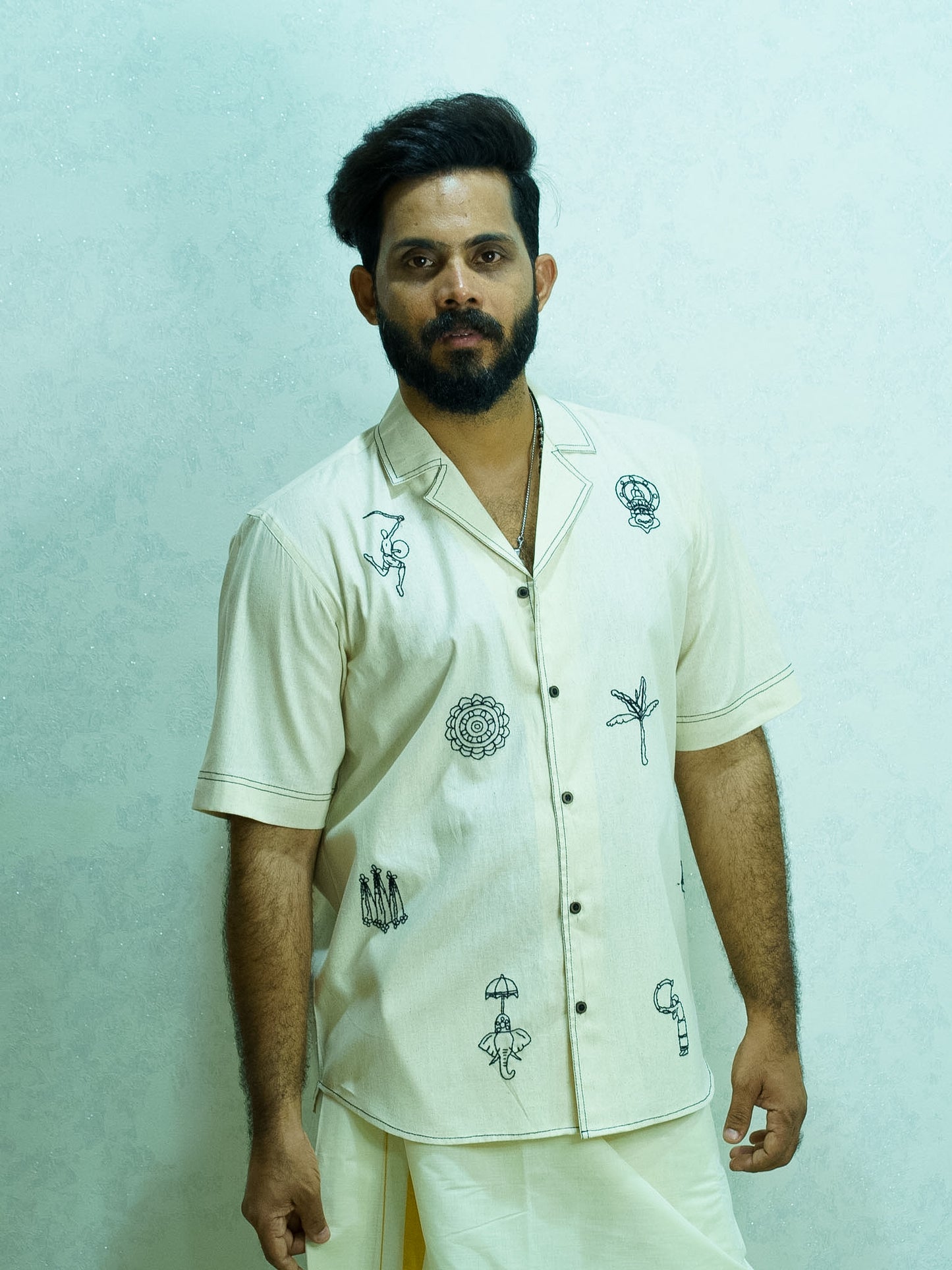 Hand-Embroidered SHIRT (Black)