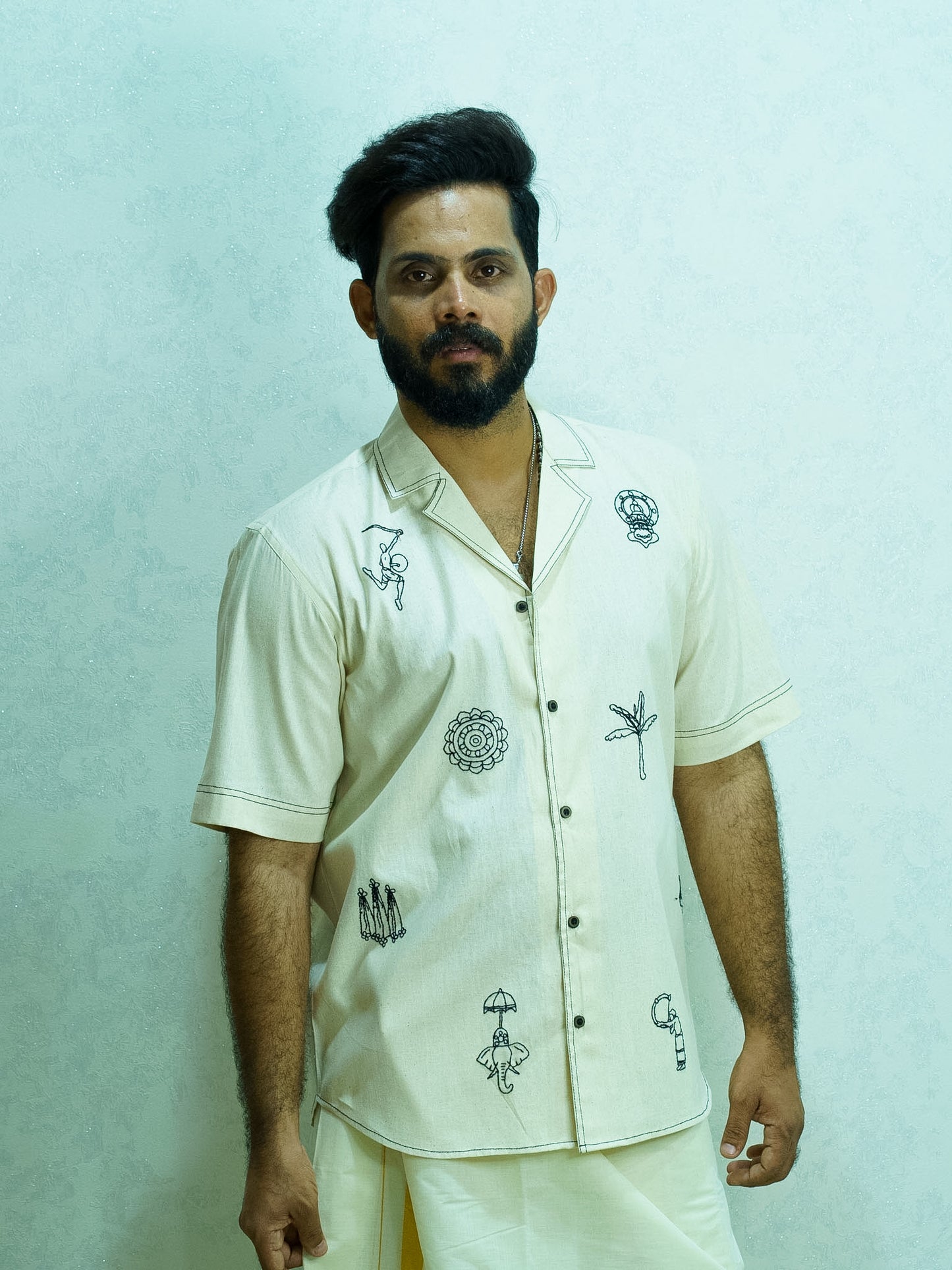 Hand-Embroidered SHIRT (Black)