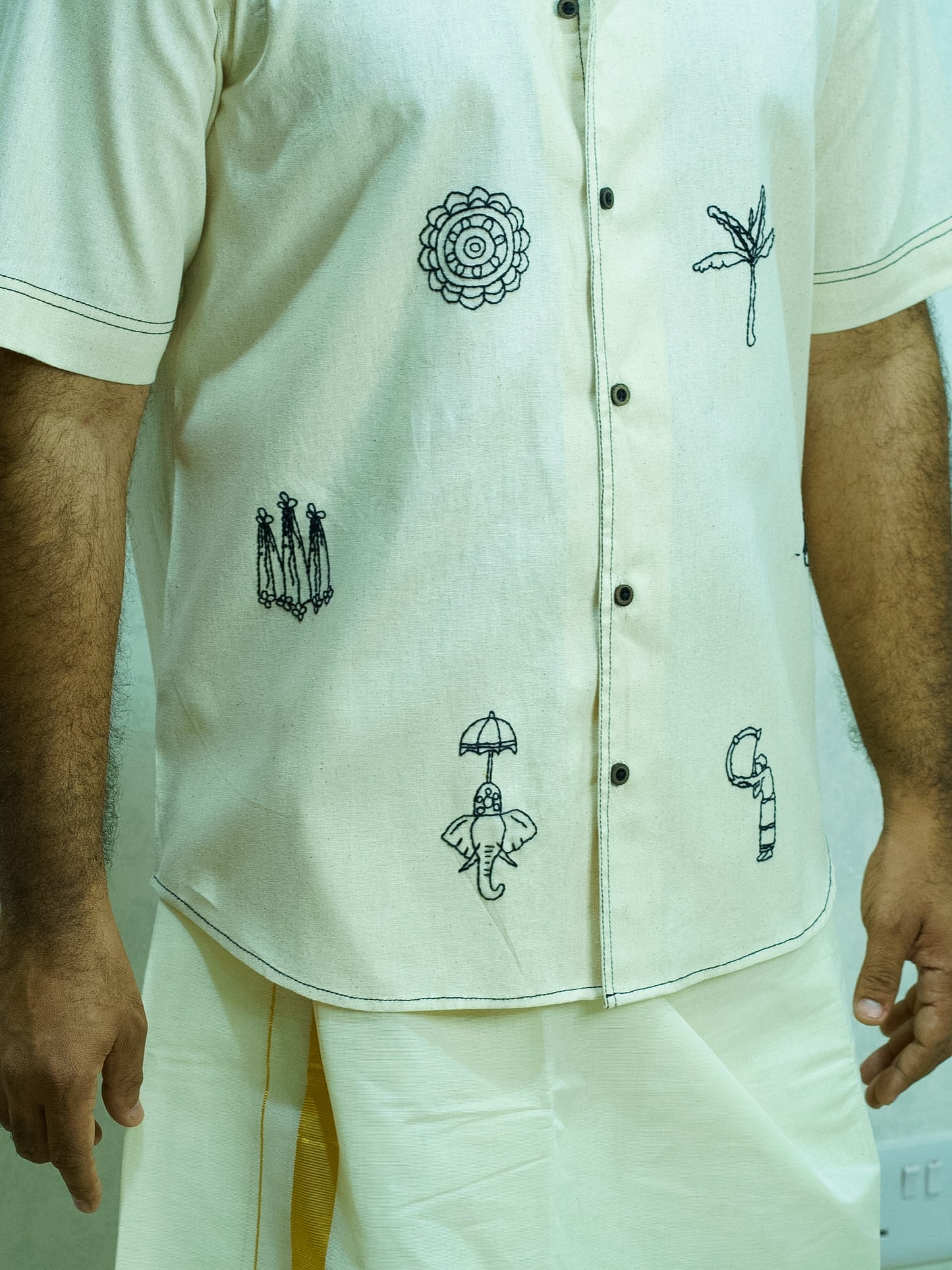 Hand-Embroidered SHIRT (Black)