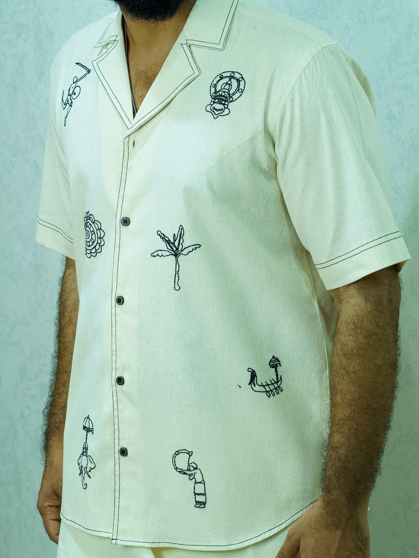 Hand-Embroidered SHIRT (Black)