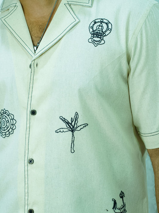 Hand-Embroidered SHIRT (Black)