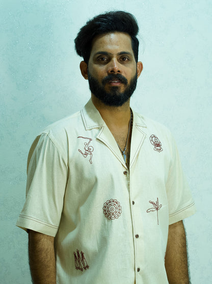 Hand-Embroidered SHIRT (RED)