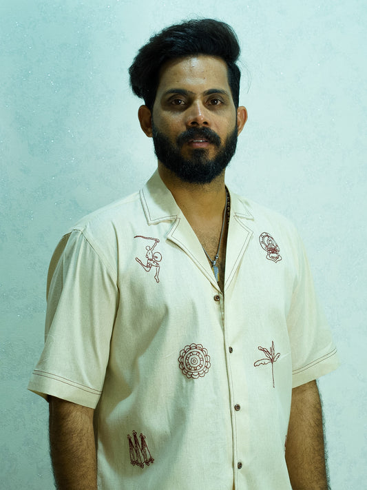 Hand-Embroidered SHIRT (RED)