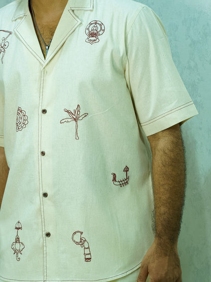 Hand-Embroidered SHIRT (RED)