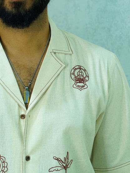 Hand-Embroidered SHIRT (RED)