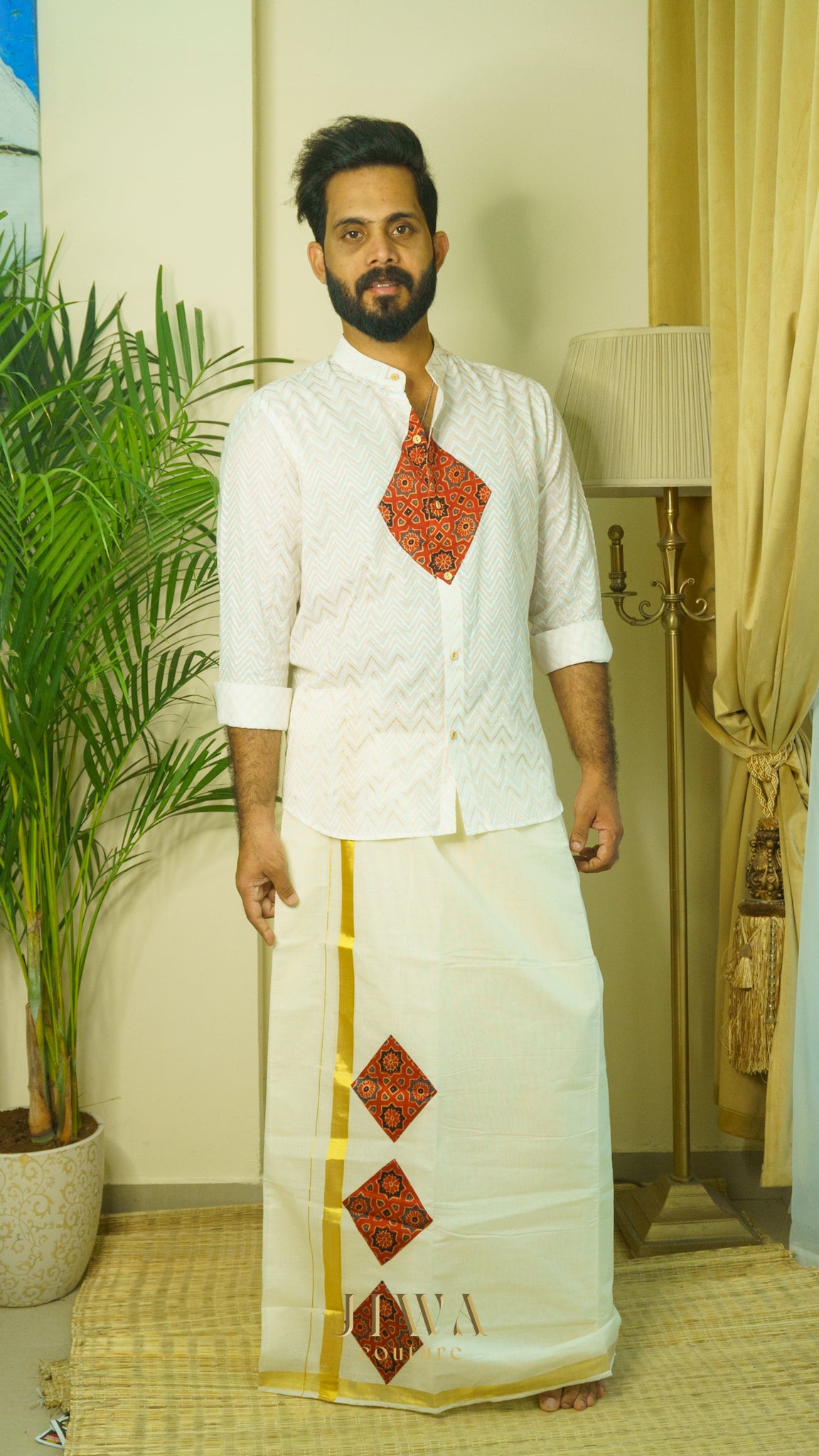 Diamond cut patch shirt and dothi