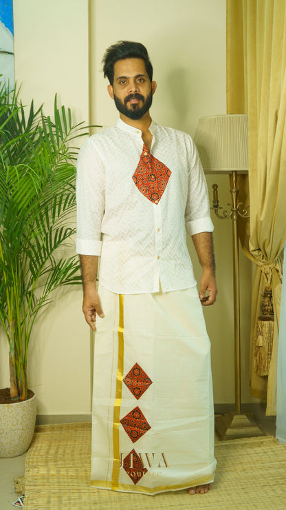 Diamond cut patch shirt and dothi