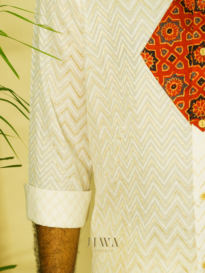 Diamond cut patch shirt and dothi