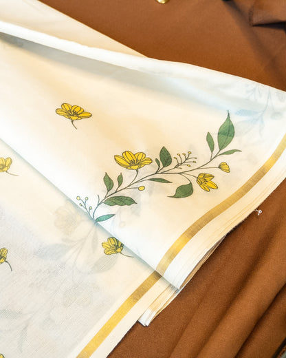 Golden Bloom Kasavu Cotton Saree