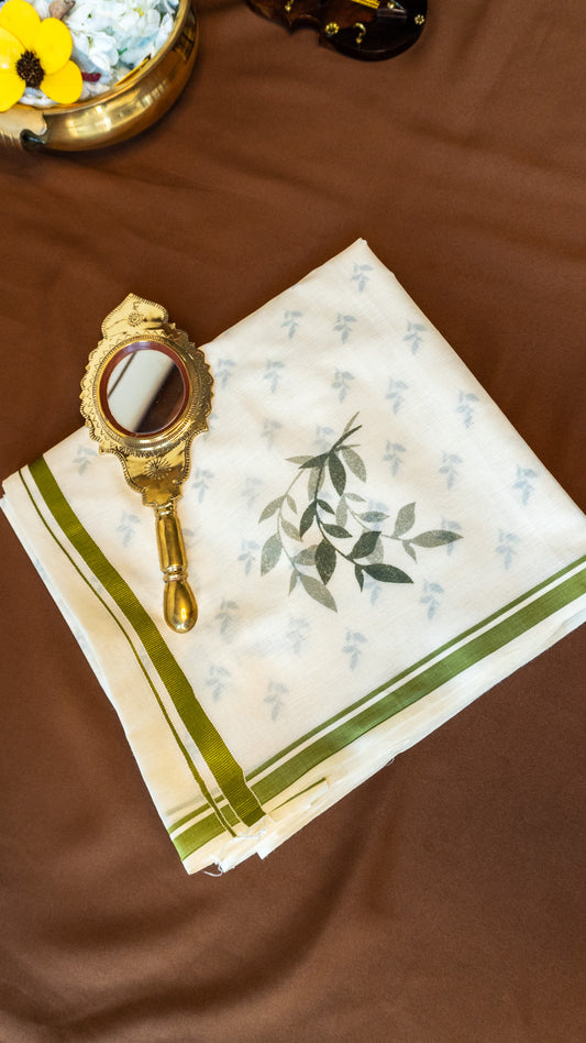 Olive Leaf Kerala Cotton Saree