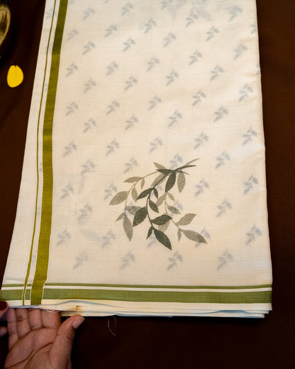 Olive Leaf Kerala Cotton Saree
