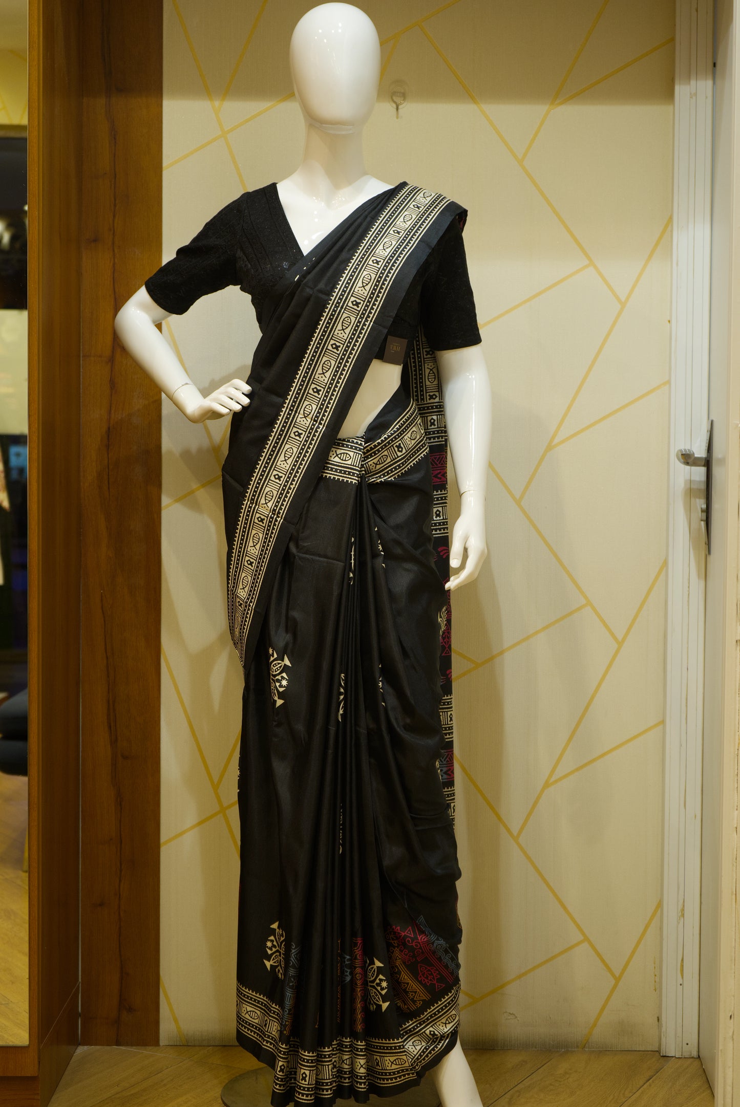 Printed semi-silk saree