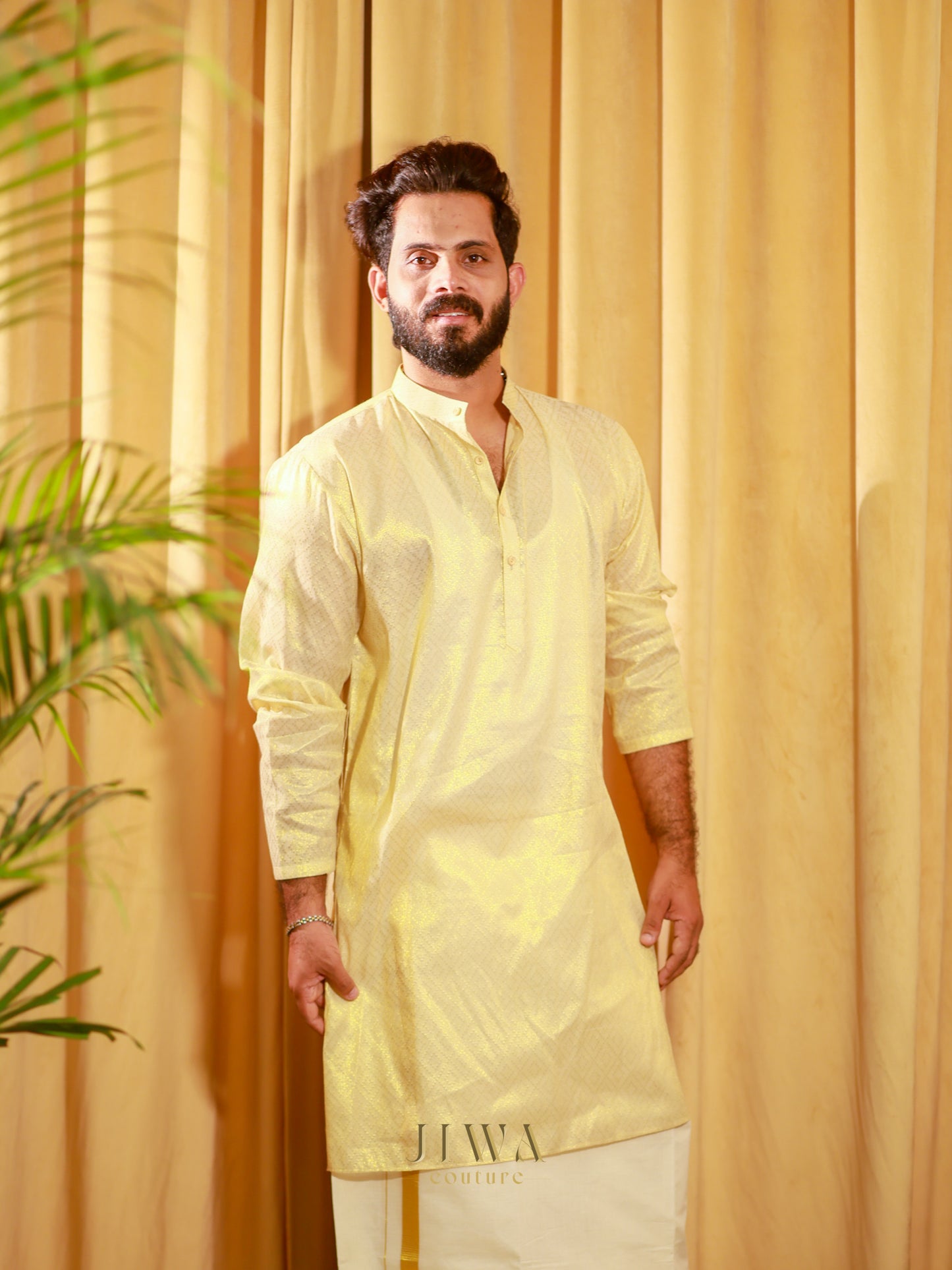 Golden Jacquard Kurta