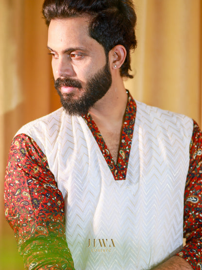 jacquard fabric with cotton printed patch