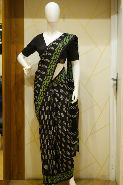 Natural-Dyed Block-Printed Mull Cotton Sarees