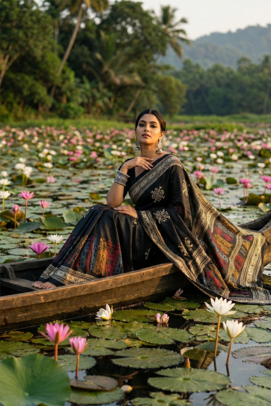 Printed semi-silk saree